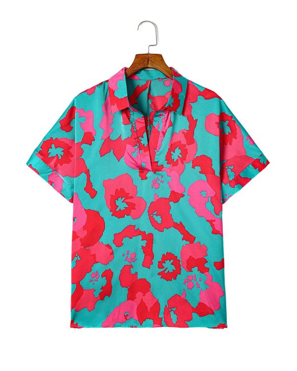 Azura Exchange V Neck Abstract Print Blouse – M