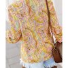 Azura Exchange Paisley Print Ruffled Trim Boho Shirt – L