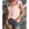 Azura Exchange Lace Splicing Ruffled Short Sleeve T-shirt – 2XL