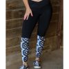 Azura Exchange Crossover High Waist Aztec Print Patchwork Leggings – L