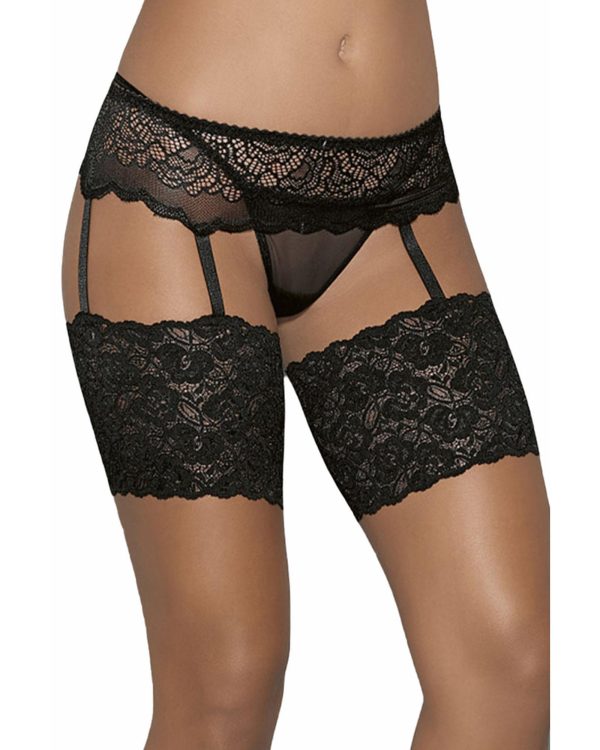 Azura Exchange Lace Garter Belt with Thong – S