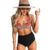 Azura Exchange High Waist Floral Leopard Bikini – S