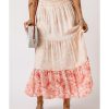 Azura Exchange Tiered Maxi Skirt with Floral Print – L