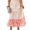 Azura Exchange Tiered Maxi Skirt with Floral Print – L