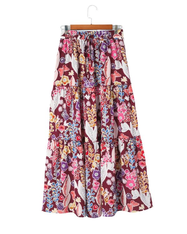 Azura Exchange Boho Floral Print High Waist Maxi Skirt – L