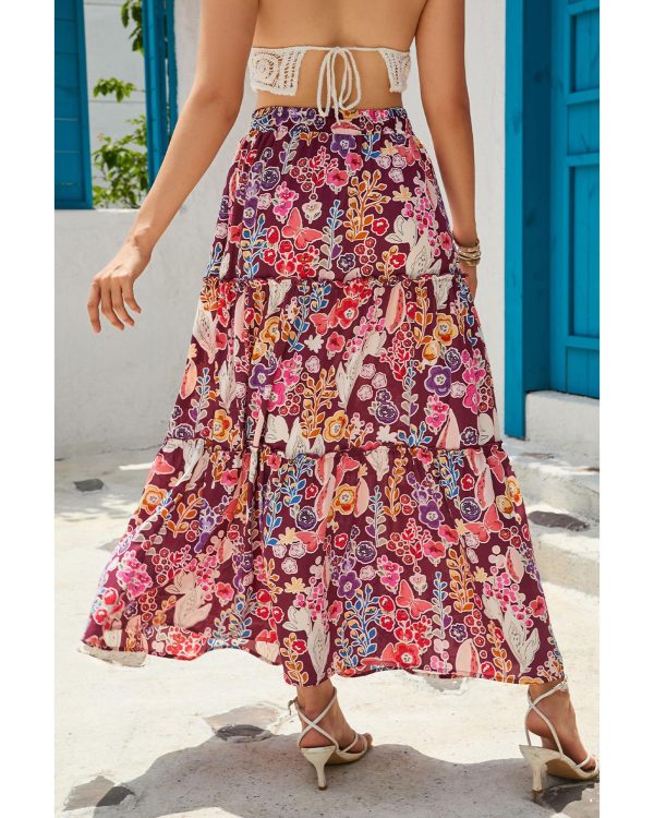 Azura Exchange Boho Floral Print High Waist Maxi Skirt – L