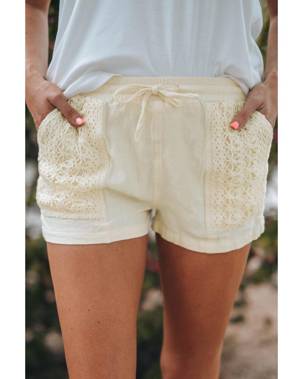 Azura Exchange Drawstring Waist Crochet Detail Shorts – L