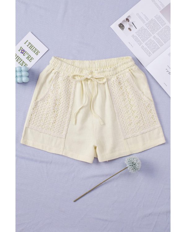 Azura Exchange Drawstring Waist Crochet Detail Shorts – L