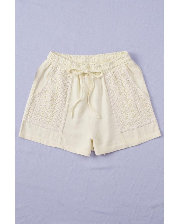 Azura Exchange Drawstring Waist Crochet Detail Shorts – L