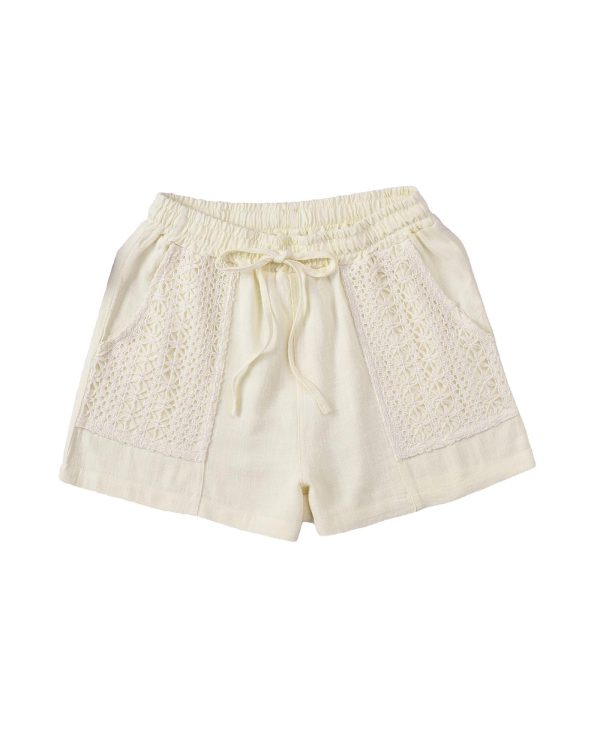 Azura Exchange Drawstring Waist Crochet Detail Shorts – L