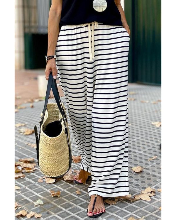 Azura Exchange Striped Wide Leg Pants – L