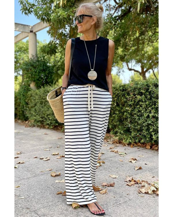 Azura Exchange Striped Wide Leg Pants – L