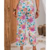 Azura Exchange Flower Print Pocketed Drawstring Waist Wide Leg Pants – L