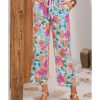 Azura Exchange Flower Print Pocketed Drawstring Waist Wide Leg Pants – L