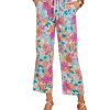 Azura Exchange Flower Print Pocketed Drawstring Waist Wide Leg Pants – L