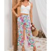 Azura Exchange Flower Print Pocketed Drawstring Waist Wide Leg Pants – L