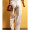 Azura Exchange Striped Print Drawstring High Waist Casual Pants – M