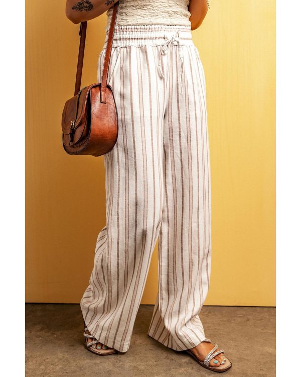 Azura Exchange Striped Print Drawstring High Waist Casual Pants – M