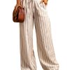 Azura Exchange Striped Print Drawstring High Waist Casual Pants – M