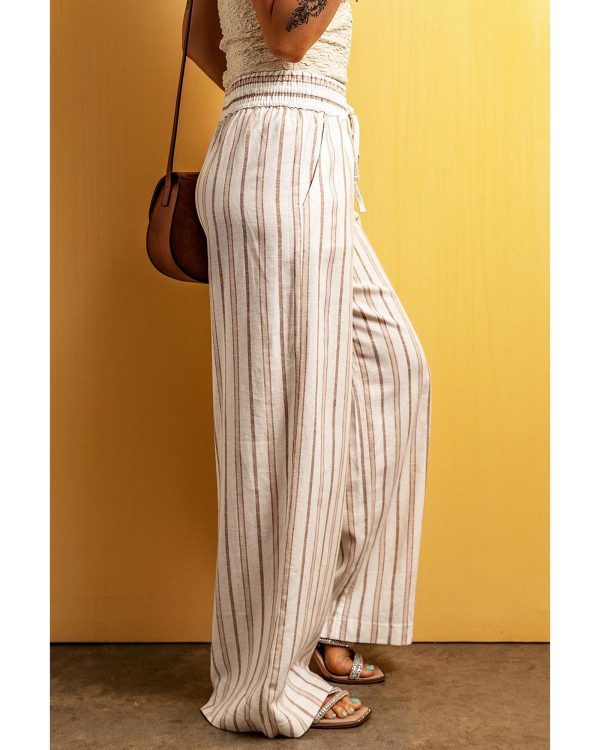 Azura Exchange Striped Print Drawstring High Waist Casual Pants – M