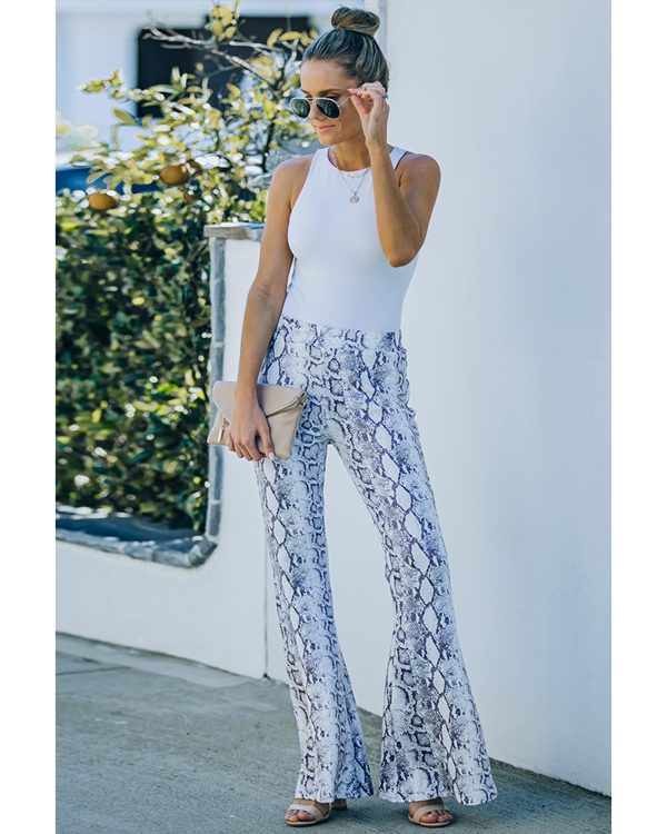 Azura Exchange Snakeskin Print Wide Leg Pants – L