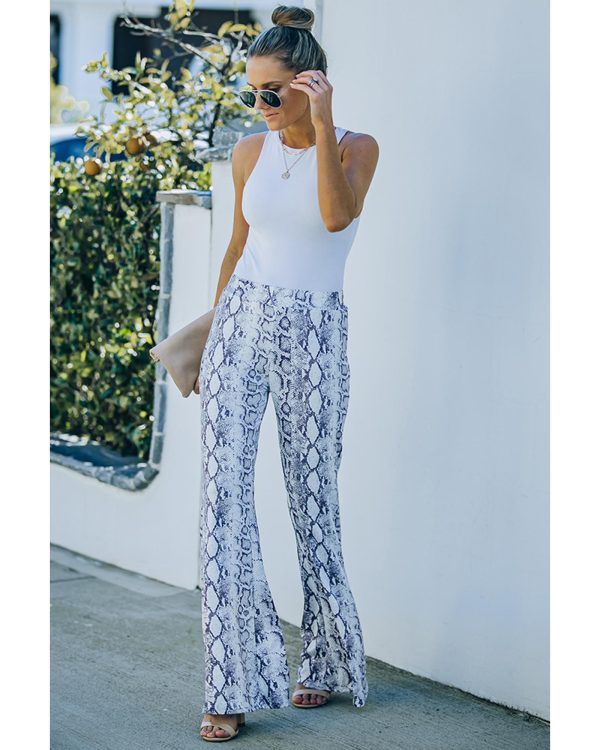 Azura Exchange Snakeskin Print Wide Leg Pants – L