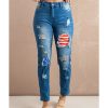 Azura Exchange Stripes and Stars Patches Ripped Jeans – L