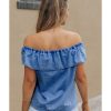 Azura Exchange Ruffled Denim Top – L