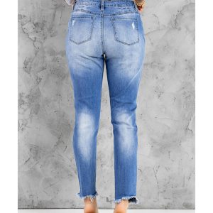 Azura Exchange Button Front Frayed Ankle Skinny Jeans