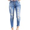 Azura Exchange Button Front Frayed Ankle Skinny Jeans – L