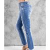 Azura Exchange Button Front Frayed Ankle Skinny Jeans – L