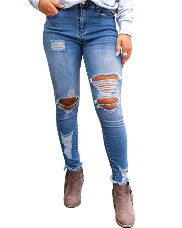 Azura Exchange Distressed Skinny Jeans – L