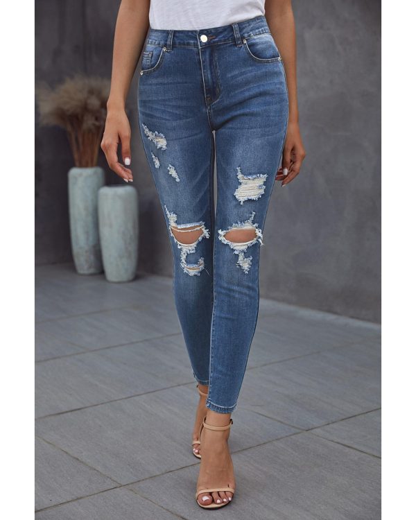 Azura Exchange Hollow Out Vintage Skinny Ripped Jeans – XL