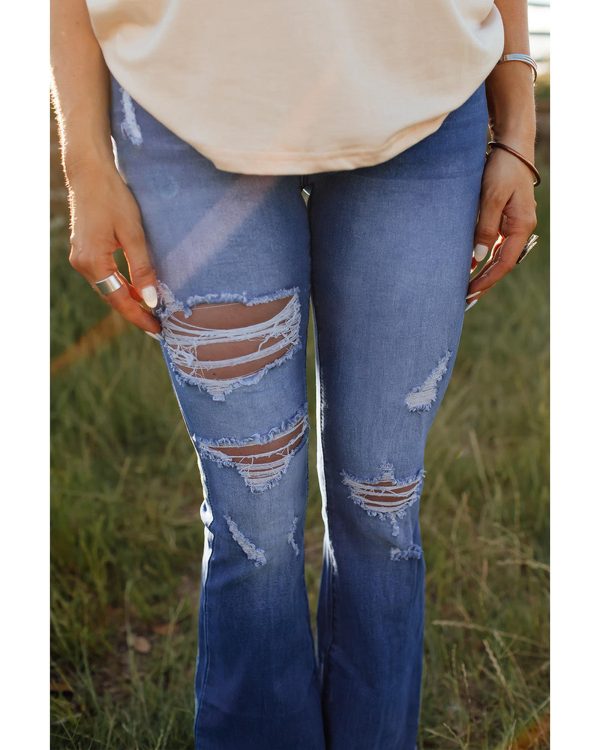 Azura Exchange Distressed Flare Jeans – M