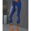 Azura Exchange Leopard Patches Distressed Skinny Jeans – L