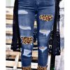 Azura Exchange Leopard Patches Distressed Skinny Jeans – L