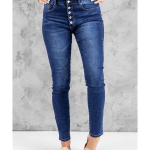 Azura Exchange Button Fly High Rise Skinny Jeans