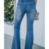 Azura Exchange Distressed Bell Bottom Denim Pants – M