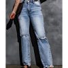 Azura Exchange Wide Leg High Waist Jeans with Ripped Details – 10 US