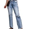 Azura Exchange Wide Leg High Waist Jeans with Ripped Details – 10 US